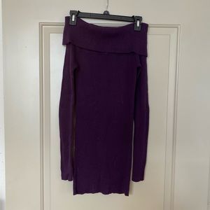 Purple off the shoulder sweater dress